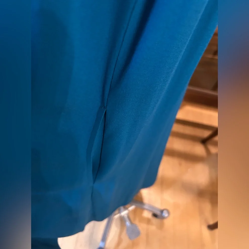 EILEEN FISHER Silk Georgette Crepe V-Neck Dress in Jewel. Size XL NWT - Picture 7 of 14